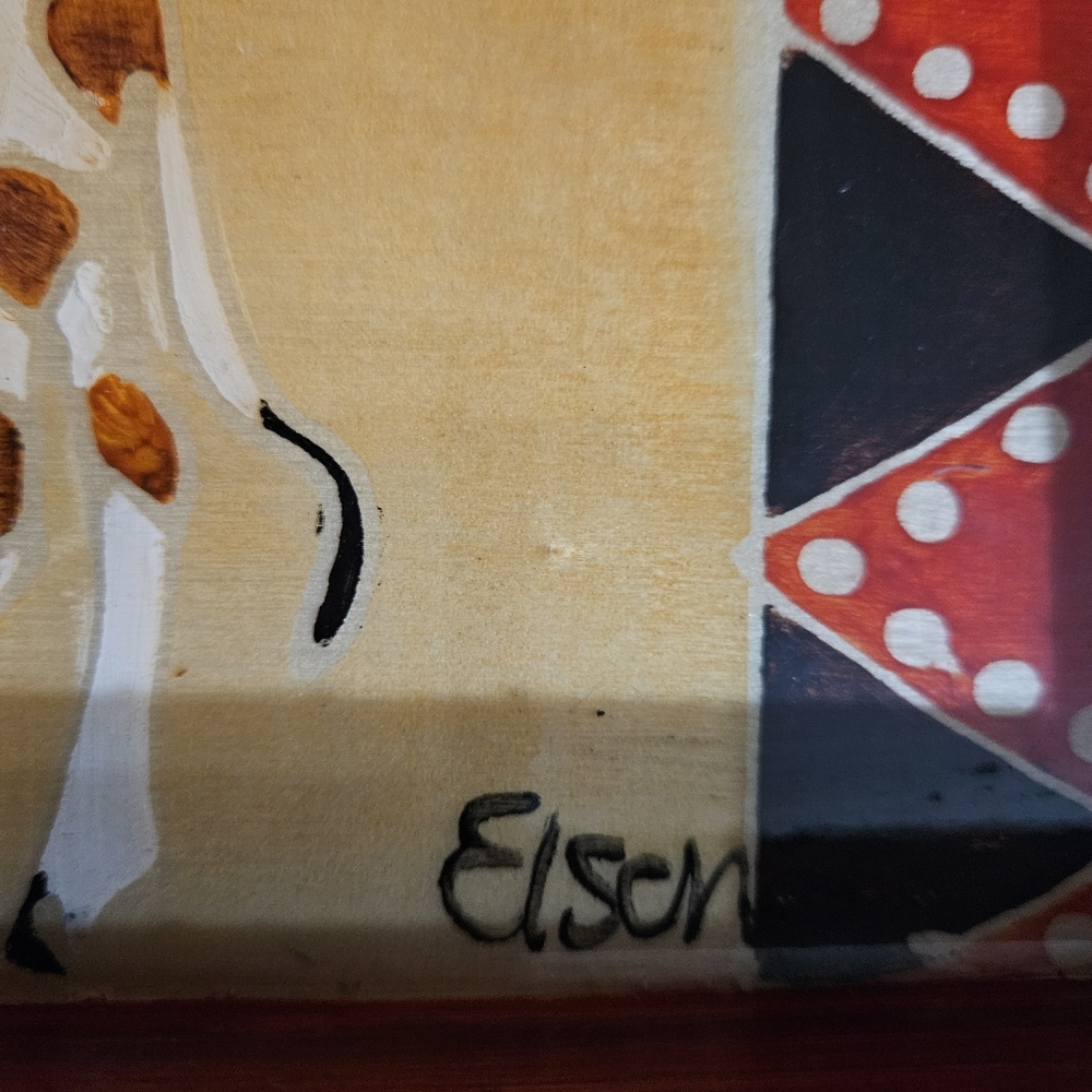 Giraffe Shellac Tray Signed Elsona - Picture 8 of 9